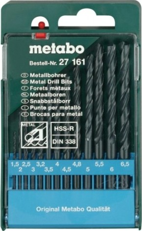 Набор сверл по металлу METABO HSS-R 13 шт. (1,5-6,5 мм) 627161000 [627161000]