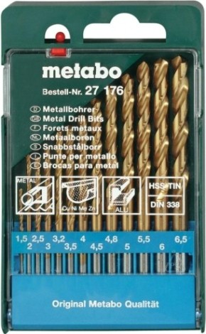 Набор сверл по металлу METABO HSS-TiN 13 шт. (1.5-6.5 мм) 627176000 [627176000]