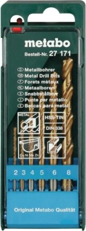 Набор сверл по металлу METABO HSS-TiN 6 шт. (2-8 мм) 627171000 [627171000]