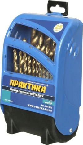 Набор сверл по металлу ПРАКТИКА Мастер 25 шт, 1-13 мм в металлической кассете [911-963]