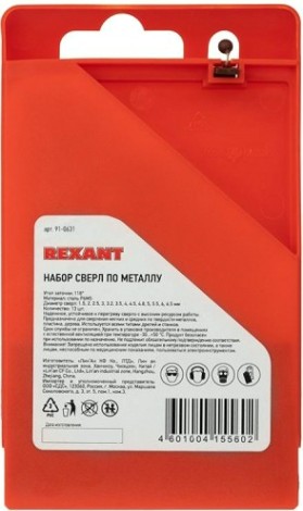 Набор сверл по металлу REXANT HSS (1.5-6.5 мм) 13 шт. [91-0631]