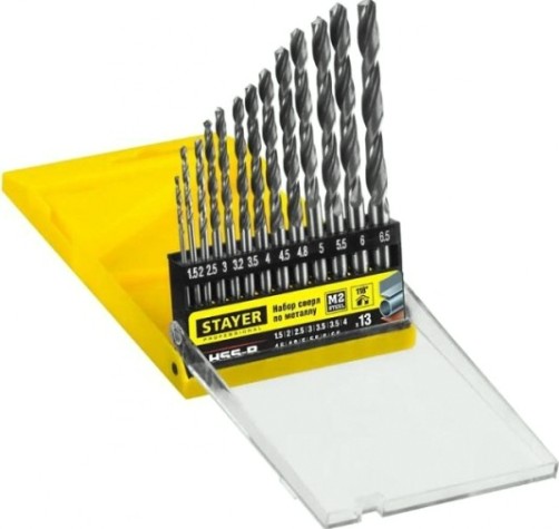 Набор сверл по металлу STAYER PROFI 13шт(1.5-6.5мм), быстрорежущая сталь м2(s6-5-2), к [29602-H13_z01]