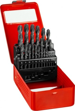 Набор сверл по металлу ЗУБР МАСТЕР 25шт (1-13мм), сталь р4м2, класс в, мет.бокс [29605-H25]