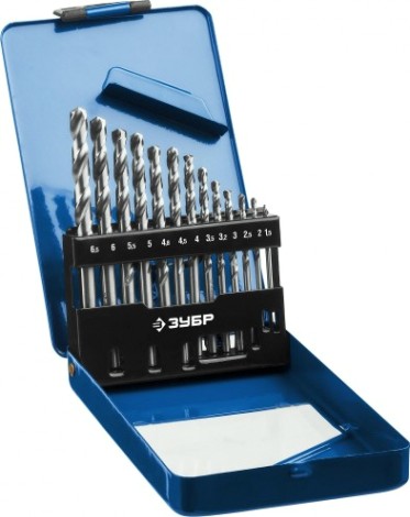 Набор сверл по металлу ЗУБР ПРОФЕССИОНАЛ 13шт(1.5-6.5мм), сталь р6м5, класс а, мет.бокс [29625-H13]