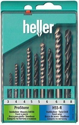Набор сверл универсальных HELLER комбинированный hss металл/камень (9 пр.) [TD17742]