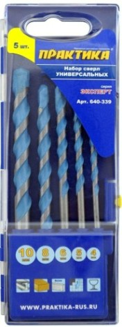 Набор сверл универсальных ПРАКТИКА 5 шт. (4-10 мм.) Эксперт 640-339 [640-339]