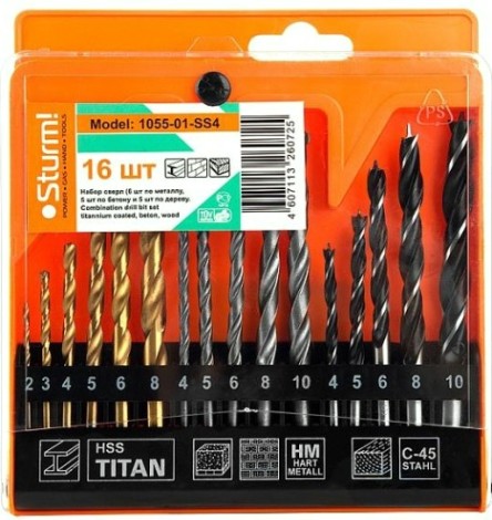 Набор сверл универсальных Sturm 1055-01-SS4 6шт. (металл, бетон, дерево)