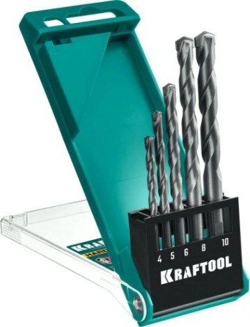 Набор сверл универсальный KRAFTOOL HARD 5 шт. (4, 5, 6, 8, 10 мм) по твердым материалам [29177-H5]
