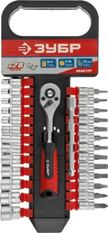 Набор торцевых головок 1/4 ЗУБР "МАСТЕР" 28 предметов 27645-H28 [27645-H28_z01]