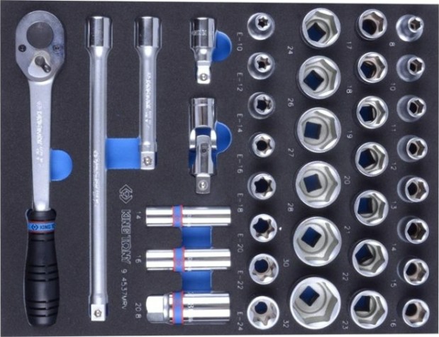 Набор торцевых головок с принадлежностями KING TONY 37 предметов ложемент 9-4537MRV [9-4537MRV]