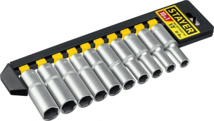 Набор торцевых головок STAYER RSS 10LD 1/2", 10 предметов [27756-H10]