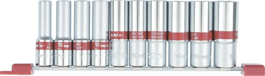 Набор торцевых головок удлиненных 6 гранных, 1/2" MATRIX 10-22 мм crv, 10 предметов, 13590 [13590]