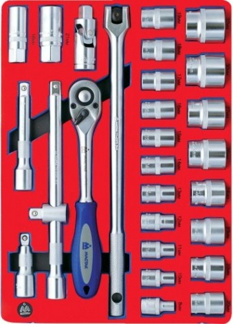 Набор торцевых головок в лотке МАСТАК 5-004228 28 предметов