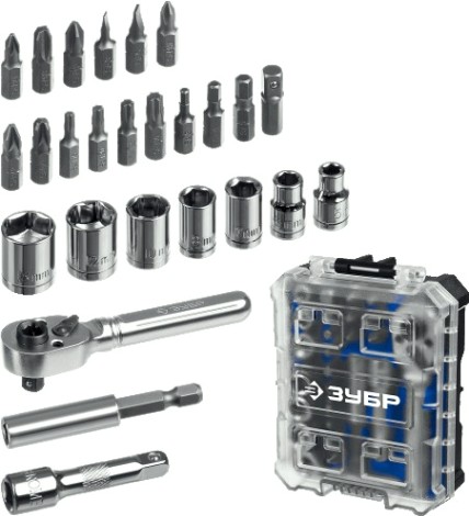 Набор трещотка с насадками ЗУБР 25172 Компакт 26 шт [25172]