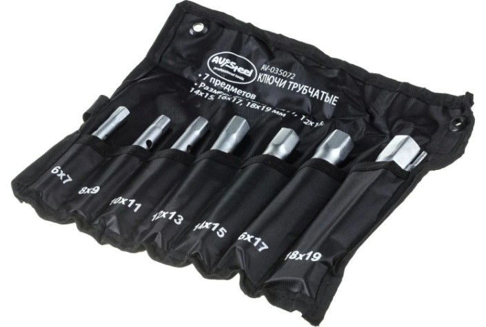 Набор трубчатых ключей AV Steel AV-035072 6-19мм, 7 предметов Набор трубчатых ключей AV Steel AV-035072 6-19мм, 7 предметов