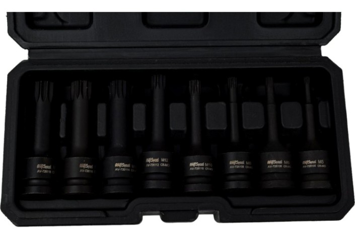 Набор ударных головок 1/2" AV Steel AV-726408 spline, l78мм, m5-m18, 8 предметов