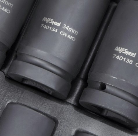 Набор ударных головок 1" AV Steel AV-741410 удлиненных 22-41мм, 10шт.