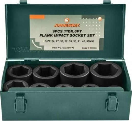 Набор ударных головок 1" JONNESWAY S03A8109S 24-50 мм, 9 предметов [048315]
