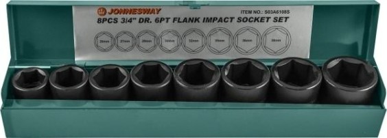 Набор ударных головок 3/4" JONNESWAY S03A6108S 26-38 мм, 8 предметов [048531]