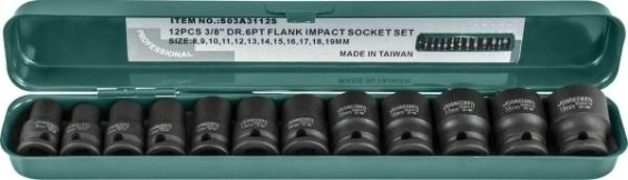 Набор ударных головок 3/8" JONNESWAY S03A3112S 8-19 мм, 12 предметов [048505]