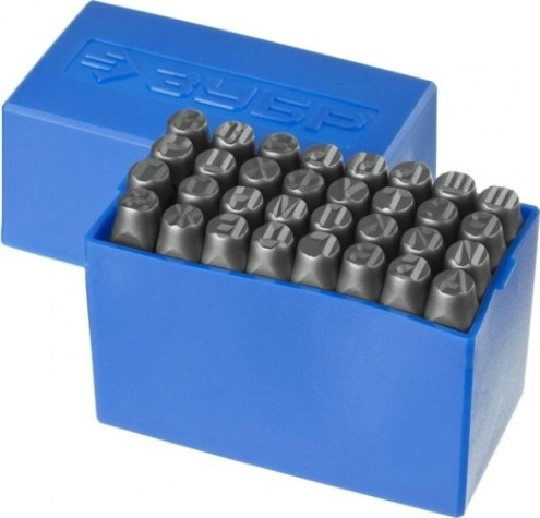 Набор ударных клейм ЗУБР ПРОФЕССИОНАЛ буквенные кириллица, шрифт 8мм [21503-08_z01]