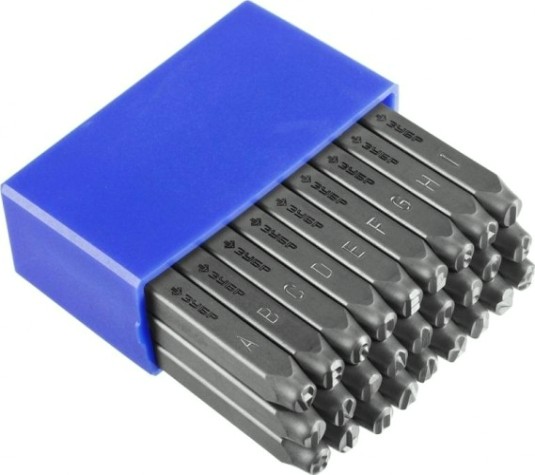 Набор ударных клейм ЗУБР PROFI буквенные латинские, шрифт 5мм [21505-05_z01]