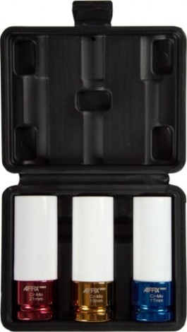 Набор ударных шестигранных головок 1/2" Affix AF00643C глубоких, 17, 19, 21 мм, кейс