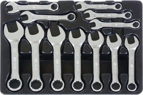 Набор укороченных комбинированных ключей KING TONY 12 предметов ложемент 9-1282MR [9-1282MR]