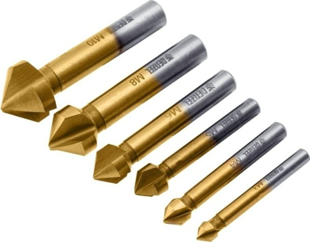 Набор зенковок по металлу Denzel HSS, M3-M10 набор 6 шт, кейс [72313]