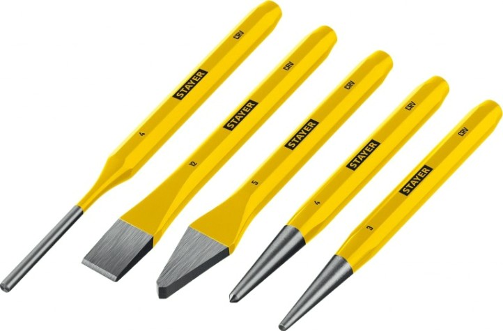 Набор зубил и кернеров STAYER 21077-H5 HERCULES в пластиковом держателе, 5 пр.