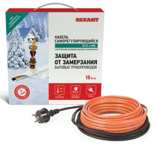 Нагревательный кабель REXANT 10HTM2-CT саморегулирующийся, пищевой (в трубу) 4м/40Вт [51-0602]