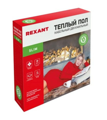 Нагревательный кабель REXANT Slim RNB -30-550 тонкий кабель под плитку, двухжильный, 30м [51-0503-3]