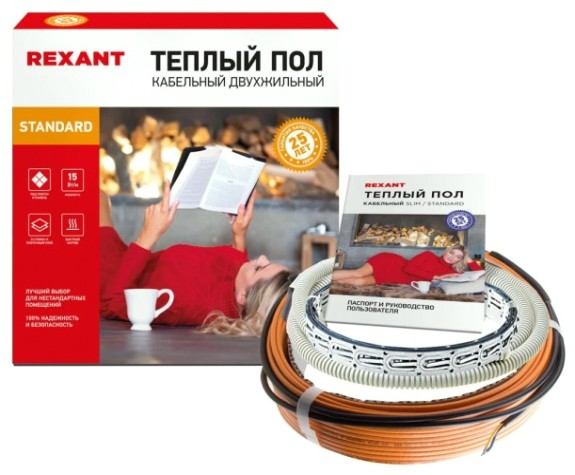 Нагревательный кабель REXANT Standard RND -120-1800 (в стяжку) двухжильный [51-0520-3]