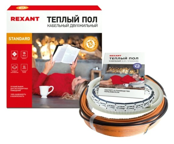 Нагревательный кабель REXANT Standard RND -20-300 (в стяжку) двухжильный [51-0513-3]