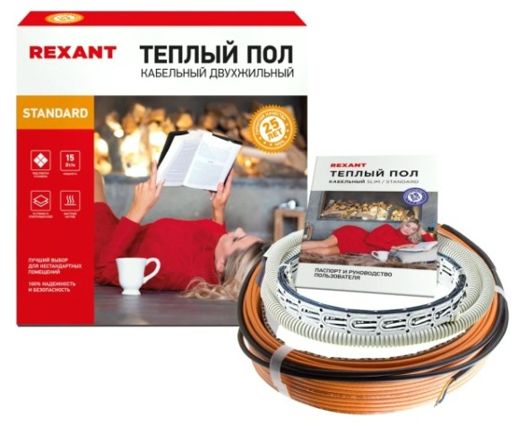 Нагревательный кабель REXANT Standard RND -80-1200 (в стяжку) двухжильный [51-0518-3]