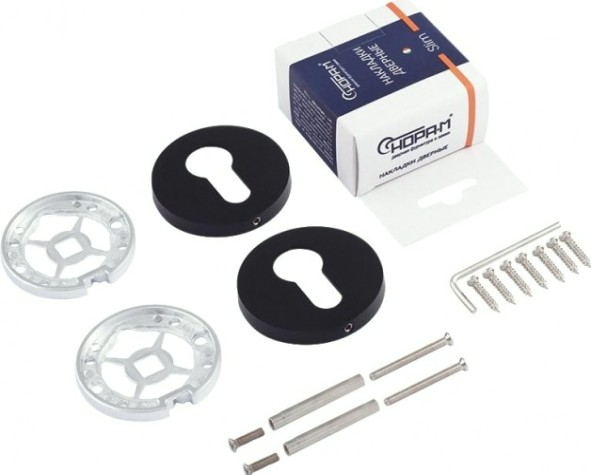 Накладка дверная НОРА-М НК-A Slim на цилиндр "Черная" [18656]