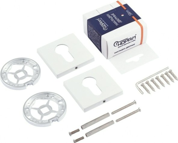 Накладка дверная НОРА-М НК-К Slim на цилиндр "Белая" [18647]