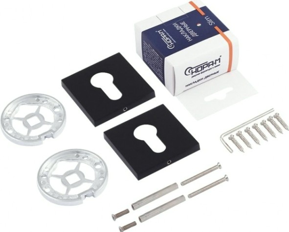 Накладка дверная НОРА-М НК-К Slim на цилиндр "Черная" [18646]