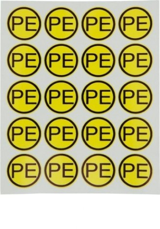 Наклейка REXANT 55-0004 (уп 100 шт) знак электробезопасности «PE» d-20 мм [55-0004]