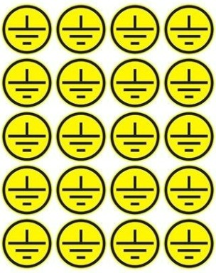 Наклейка REXANT 56-0010 (уп 100 шт) «Заземление» d-20 мм [56-0010]