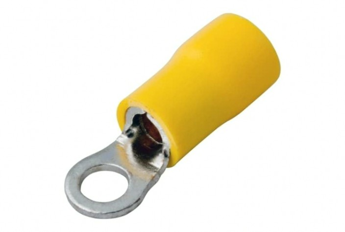 Наконечник REXANT 08-0052 (уп 100 шт) кольцевой изолированный ø 5.3 мм 4-6 мм² желтый [08-0052]
