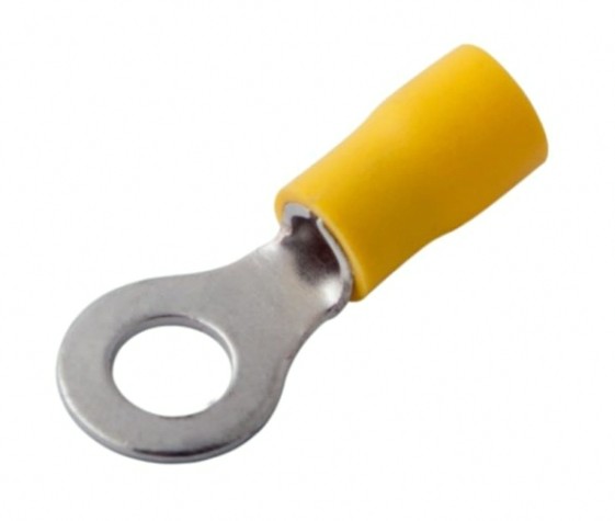 Наконечник REXANT 08-0053 (уп 100 шт) кольцевой изолированный ø 6.5 мм 4-6 мм² желтый [08-0053]