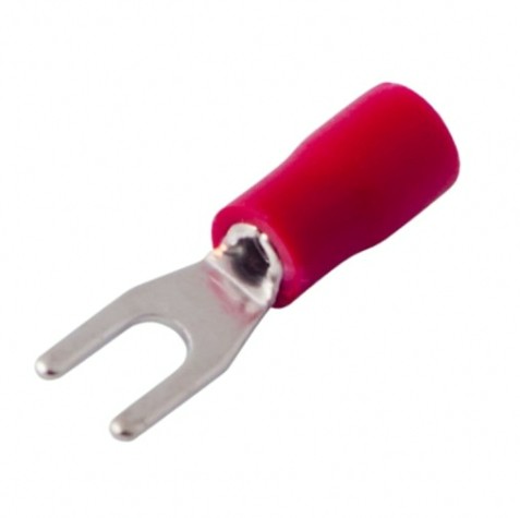 Наконечник REXANT 08-0111 (уп 100 шт) вилочный изолированный 3.2 мм 0.5-1.5 мм² красный [08-0111]
