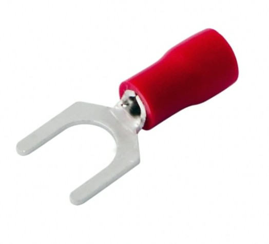 Наконечник REXANT 08-0113 (уп 100 шт) вилочный изолированный 5.3 мм 0.5-1.5 мм² красный [08-0113]