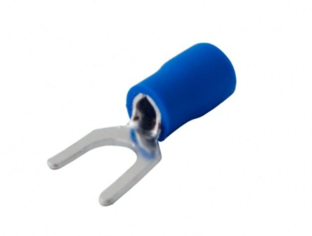 Наконечник REXANT 08-0134 (уп 100 шт) вилочный изолированный 6.5 мм 1.5-2.5 мм² синий [08-0134]