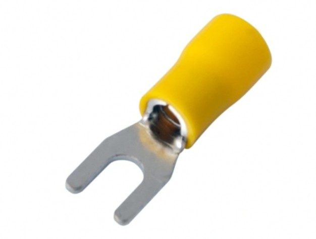 Наконечник REXANT 08-0151 (уп 100 шт) вилочный изолированный 4.3 мм 4-6 мм² желтый [08-0151]