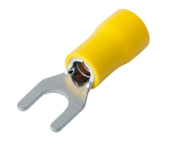Наконечник REXANT 08-0152 (уп 100 шт) вилочный изолированный 5.3 мм 4-6 мм² желтый [08-0152]