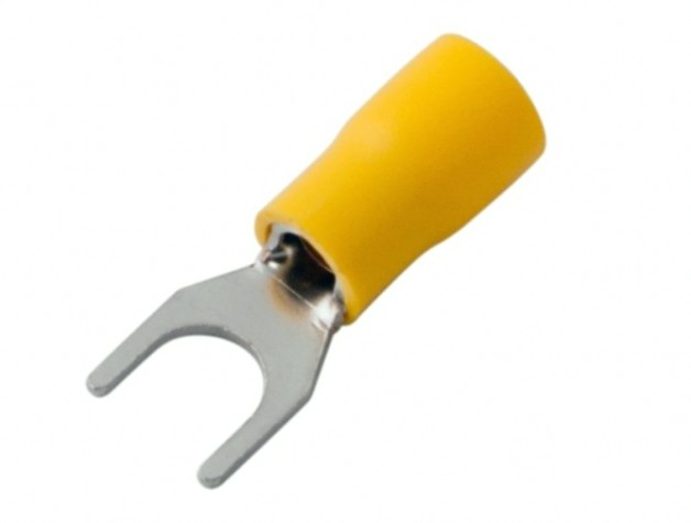 Наконечник REXANT 08-0153 (уп 100 шт) вилочный изолированный 6.5 мм 4-6 мм ² желтый [08-0153]