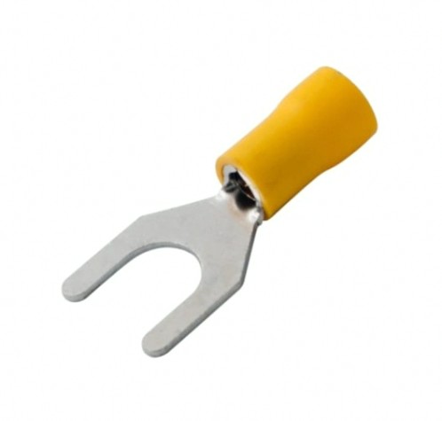 Наконечник REXANT 08-0154 (уп 100 шт) вилочный изолированный 8.4 мм 4-6 мм² желтый [08-0154]