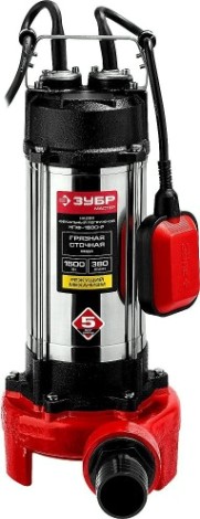 Насос дренажный ЗУБР НПФ-1500-Р с режущим механизмом Насос дренажный ЗУБР НПФ-1500-Р с режущим механизмом